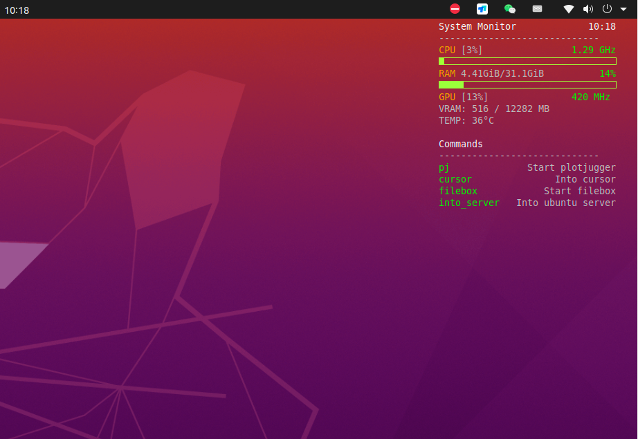 Ubuntu桌面可视化显示GUP、CPU、自定义等信息-九桑